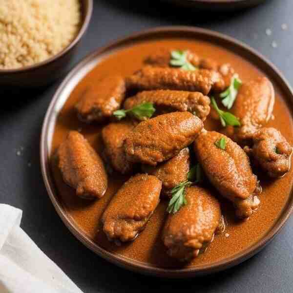 Фрикасе из куриных крылышек с пшенкой